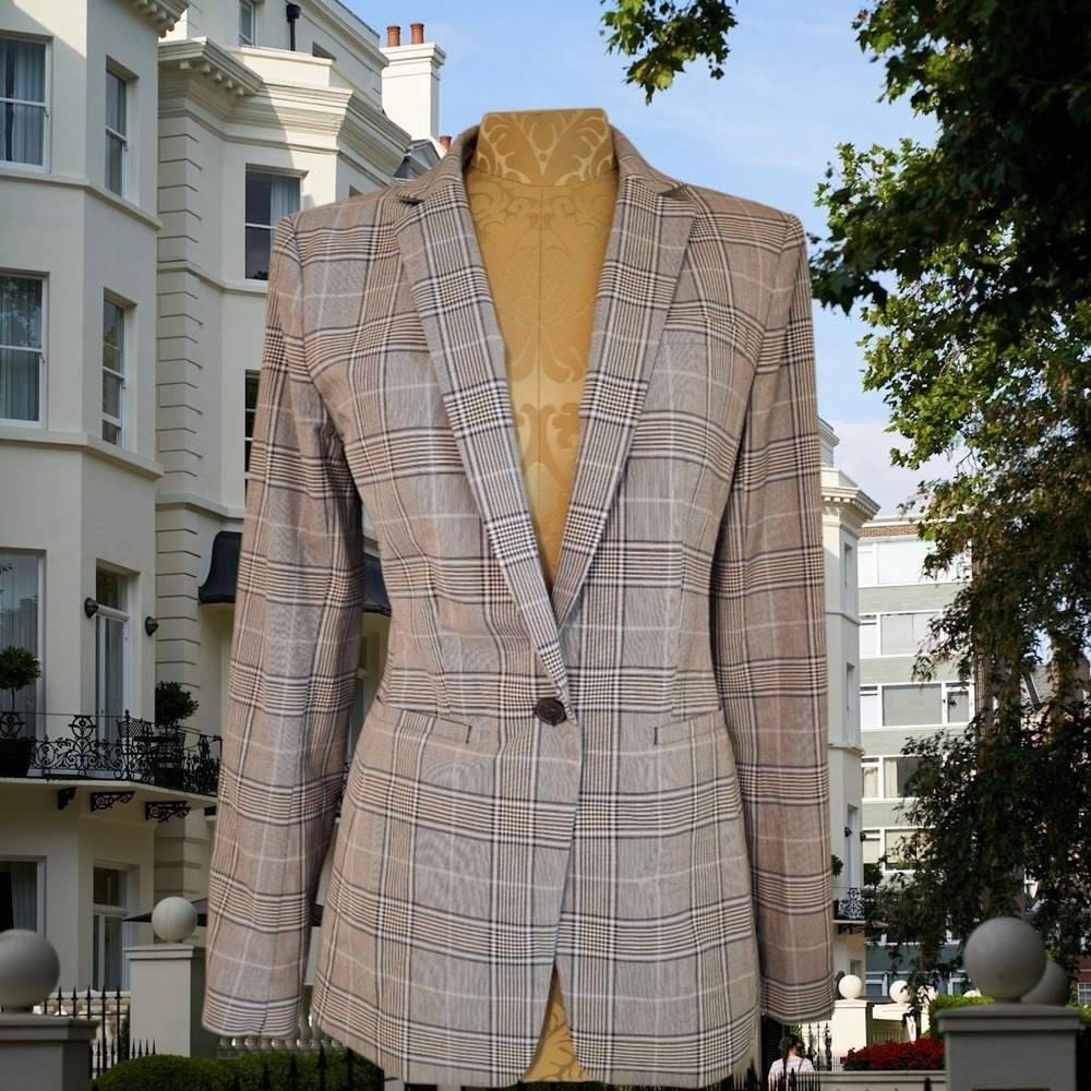 Banana Republic Women's Plaid Preppy City Work Blazer Jacket Fitted Size 2